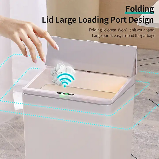 13L Rectangle Sensor Folding Lid Trash Box