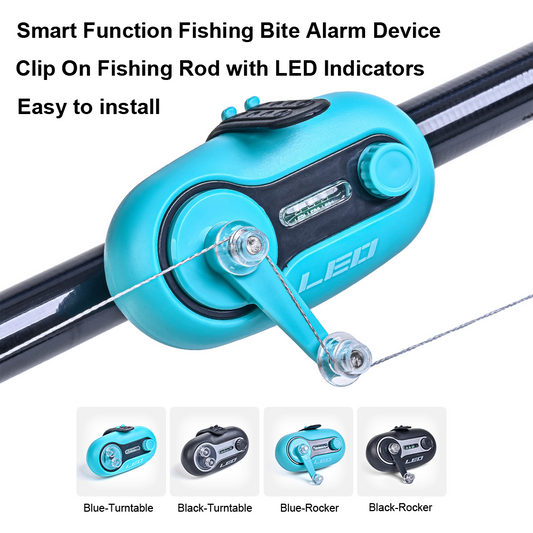 Fishing Bite Alarm Device, Adjustable Sound Volume, Clip On Fishing Rod with LED Indicators