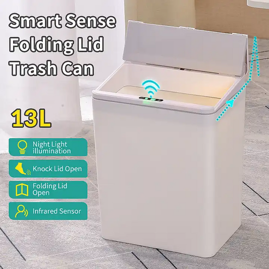 13L Rectangle Sensor Folding Lid Trash Box